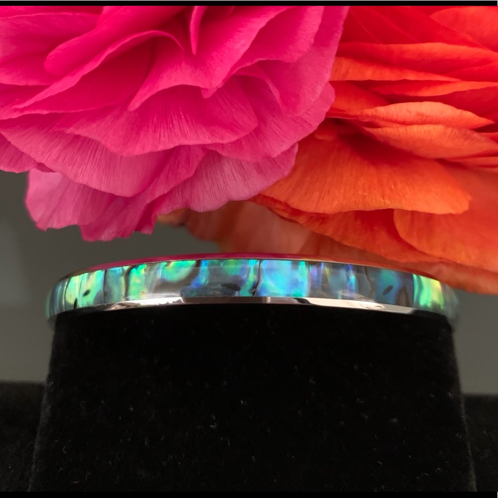 NEW! Abalone Shell/ Stainless Steel Bangle 1/4”